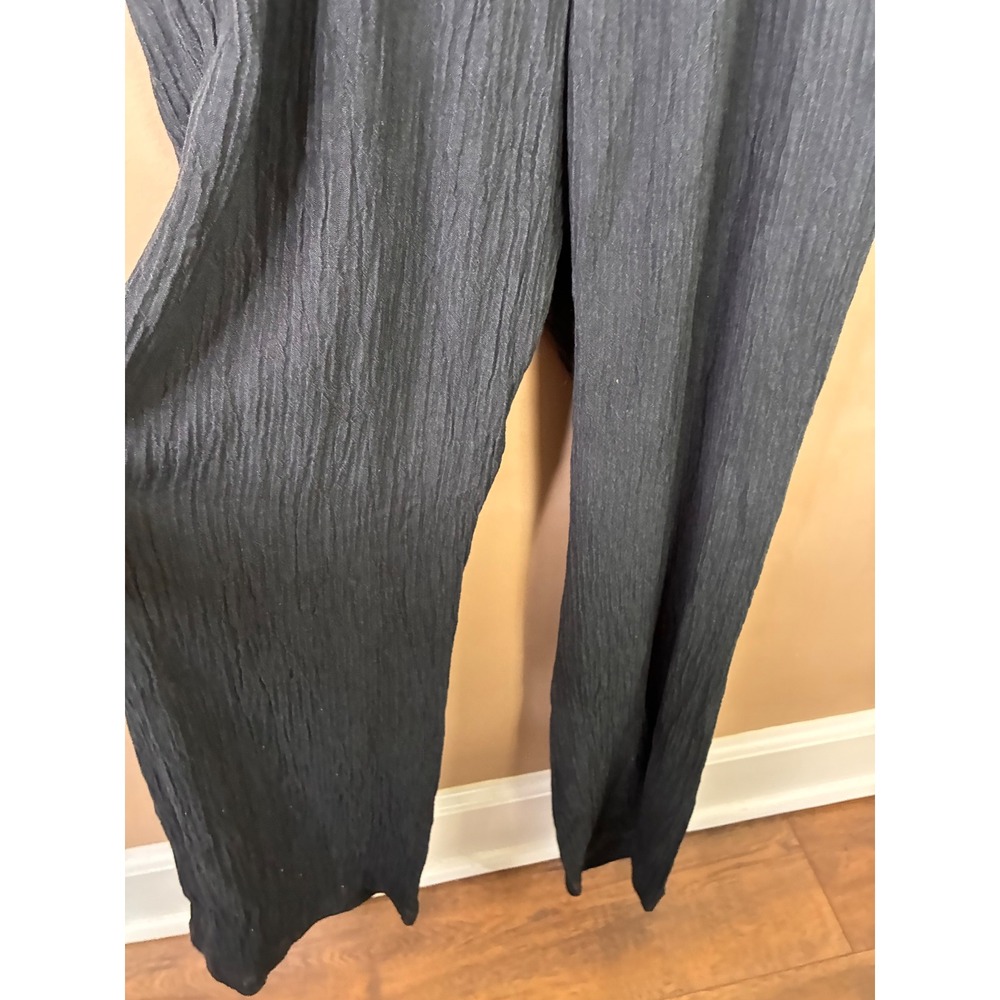 Soft Surroundings Black Crinkle Textured Asymmetrical Button Jumpsuit PM Petite - Picture 6 of 13